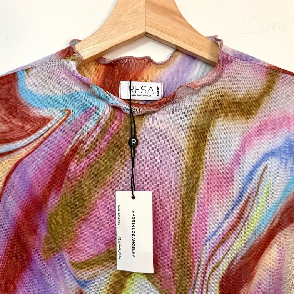 NWT RESA Audrey Cutout Maxi Dress Purple Multicolor Marble Large